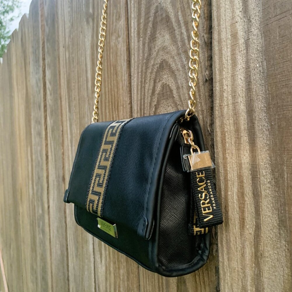 VERSACE Crossbody Perfume Cosmetic Clutch Bag Limited Edition NEW Black Gold - Picture 11 of 16